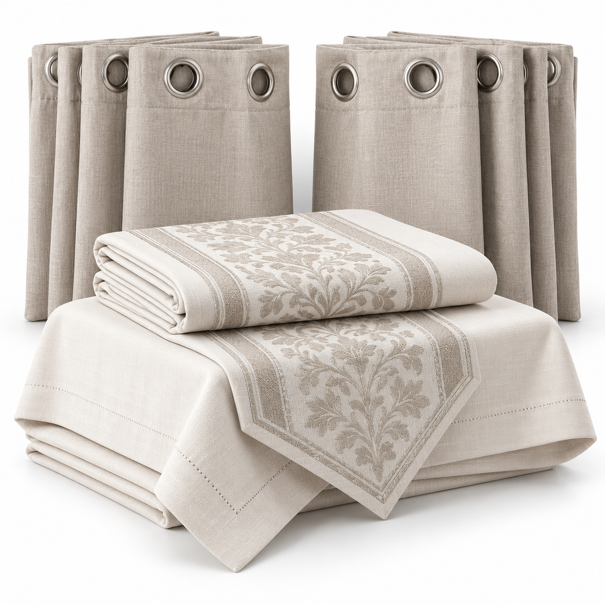 Plain studio curtains and table linens for Labada Laundry household cleaning service