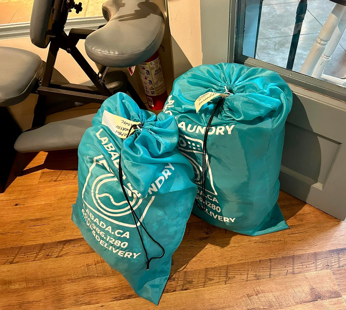 LABADA commercial laundry pickup from a wellness clinic near Lonsdale Quay in North Vancouver