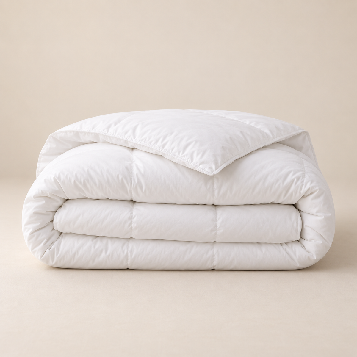 Plain studio image of a freshly cleaned white comforter for Labada Laundry comforter, duvet and quilt cleaning service